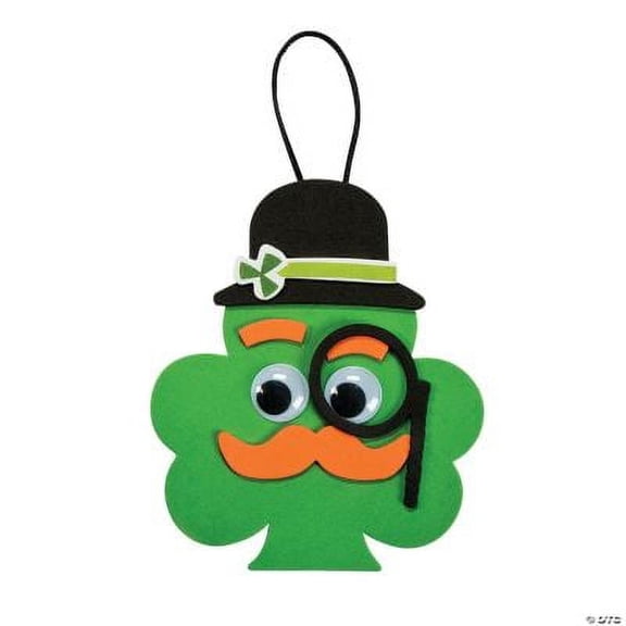 Shamrock With Mustache Ornament Craft Kit- Craft Kits - 12 Pieces