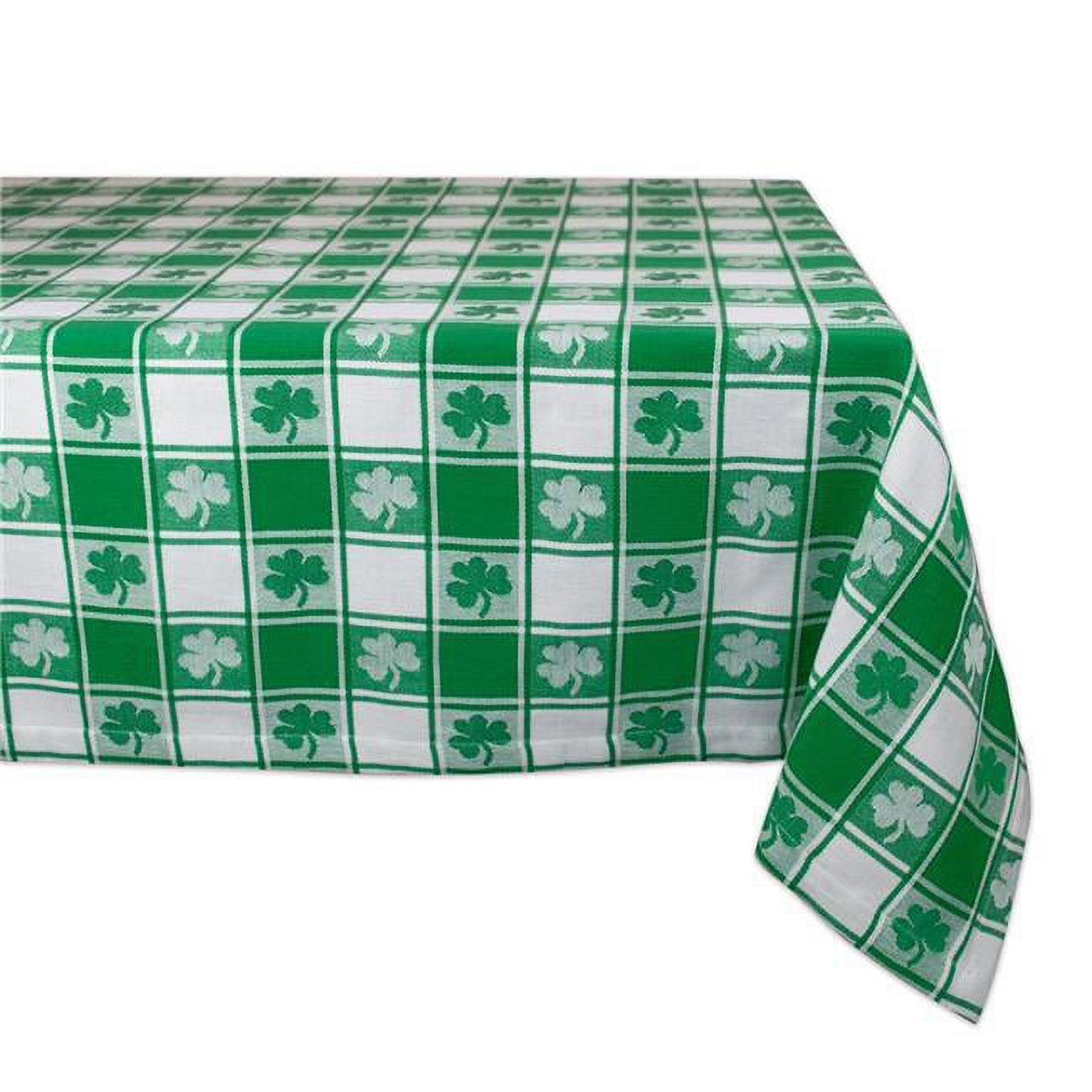 Green and White Shamrock Check Rectangular Cotton Tablecloth