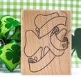 thumbnail image 1 of Shamrock with Hat Art Rubber Stamp, Laser Engraved Craft Stamp on Wood Mounted Block, Size 1-3/4” x 1-3/4”, Made in USA, 1 of 7