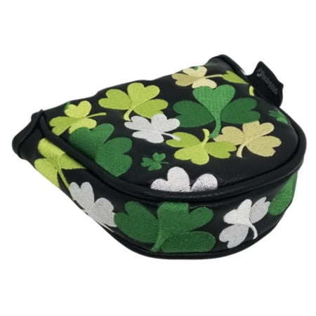 Shamrocks All-Over Embroidered Putter Cover by ReadyGOLF - Mallet
