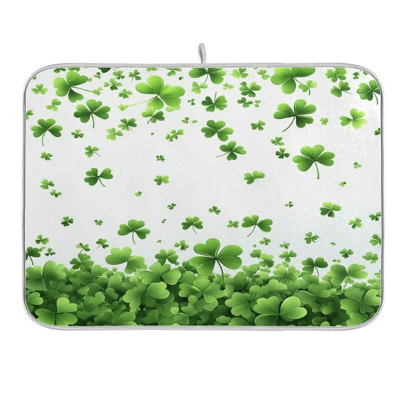 Shamrocks Floating in Air Dish Drying Mat 16x18 Absorbent Microfiber Draining Rack Pad for Kitchen Counter Sink