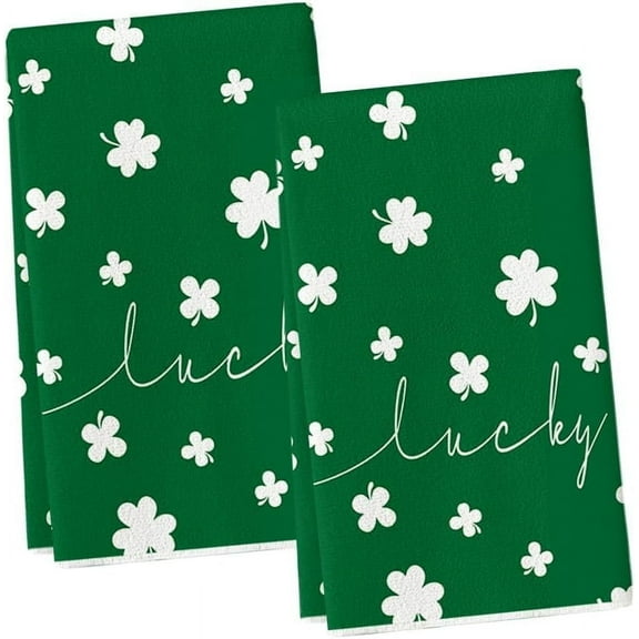 Shamrocks Lucky St. Patrick''s Day Kitchen Towels Dish Towels, 18x26 Inch Seasonal Spring Decoration Hand Towels Set of 2