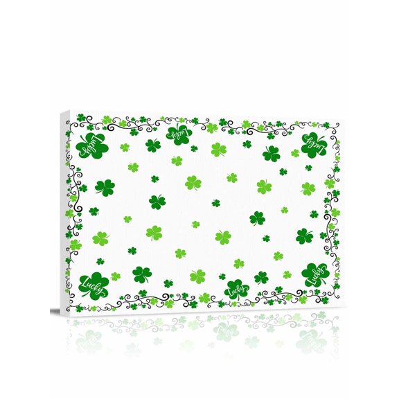 Shamrocks,Wall Art for Living Room,Canvas Picture Wall Decor for Bathroom Bedroom,Saint Patricks Day Green Clover Green White Painting Artwork for Office Kitchen Hallway Dining Room Decor 12"x16"