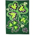 thumbnail image 1 of Shamrocks with Checks Garden Flag 2 Sided Burlap, 1 of 2