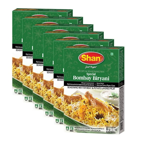 Shan - Bombay Biryani Seasoning Mix 2.11oz (60g) Spice Powder for Meat Pilaf, (pack of 6)
