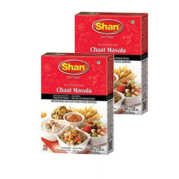 Shan - Chaat Masala Seasoning Mix (100g) - Spice Packets for Tangy and Spicy Garnish (Pack of 2)