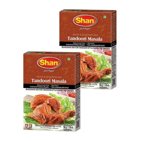 Shan - Tandoori Masala Seasoning Mix (50g) - Spice Packets for Tandoori Style Chicken (Pack of 2)