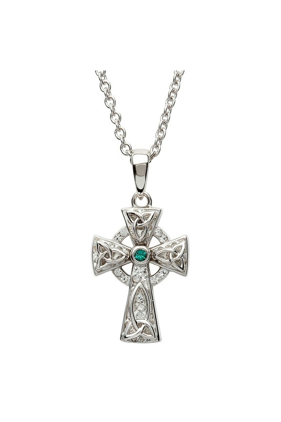 Women's Swarovski Crystals Celtic Trinity Knot Cross Irish Necklace