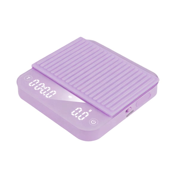 ShanSon Mini Coffee Scale with Timer,0.1g High Precision Espresso Scale,2kg/0.1g Digital Kitchen Scale with Flow Rate,USB-C Rechargeable,Waterproof Surface,Auto Timer for Pour Over & Espresso,Purple