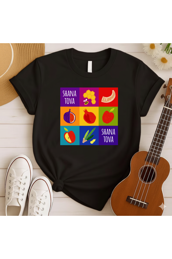 Shana Tova Rosh Hashanah Jewish New Year Fruit Bee Shofar Tee, for men & women, S-5XL