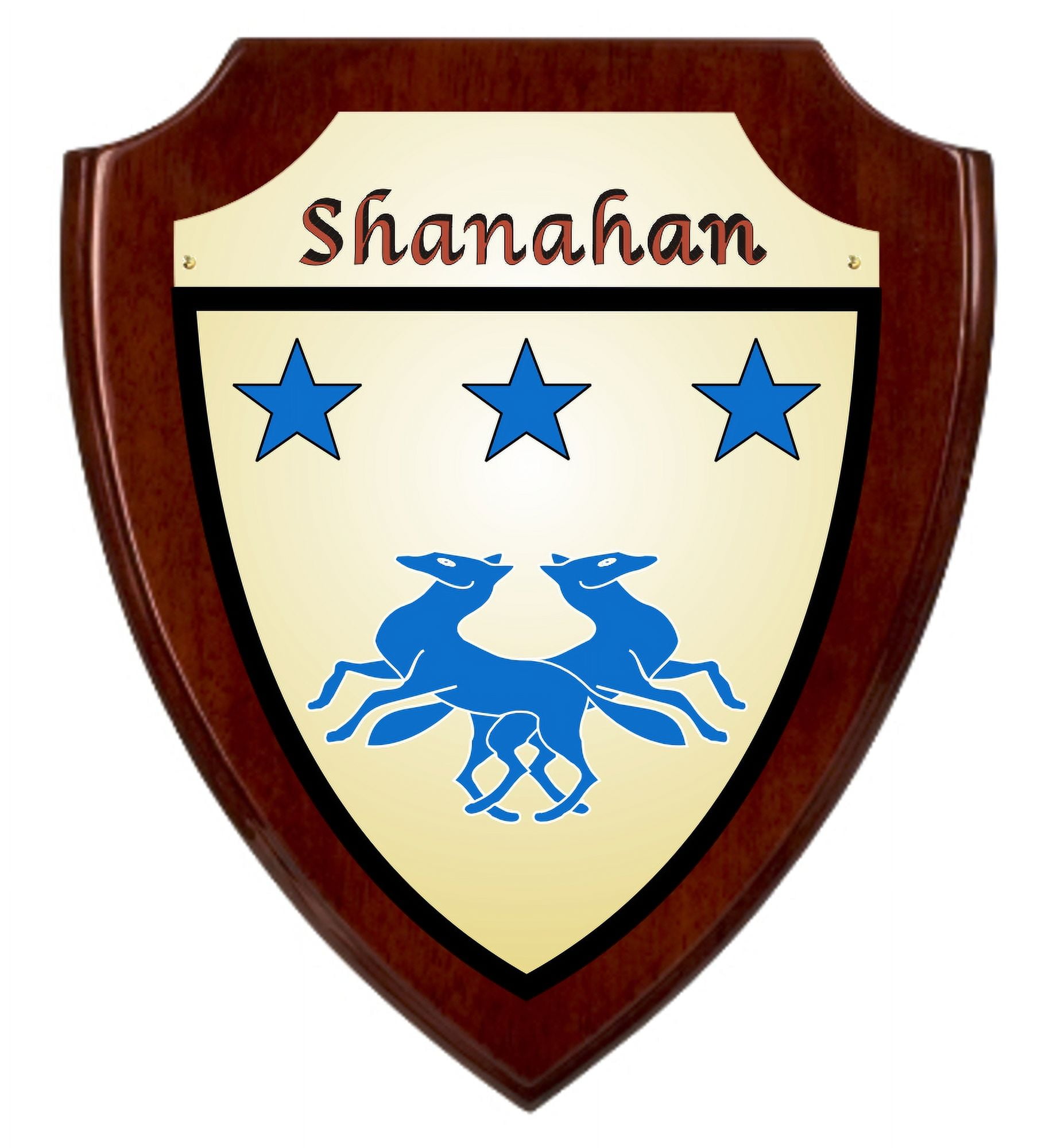 Shanahan Irish Coat of Arms Shield Plaque - Rosewood Finish