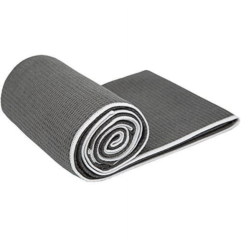 Shandali StickyfiberHot Yoga Towel - Silicone Backed Yoga Mat-Sized, Absorbent, Non-Slip, 24" x 72" Bikram, Gym, and Pilates - (Gray, Standard)