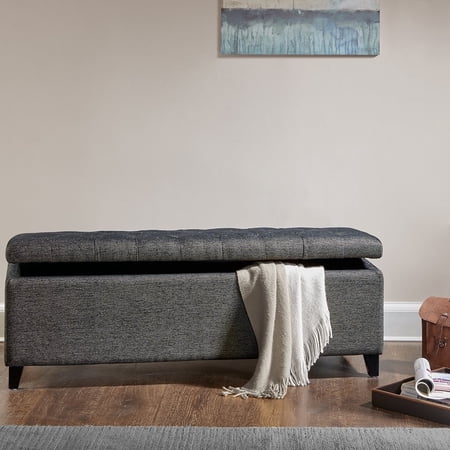 Shandra Tufted Top Storage Bench Charcoal See below