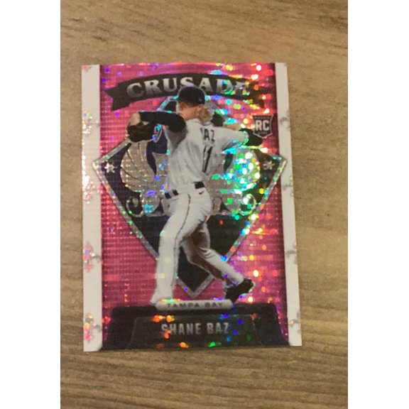 Shane Baz MLB Tampa Bay Rays 2022 Panini Chronicles - Crusade Pink Pulsar 2 RC trading card