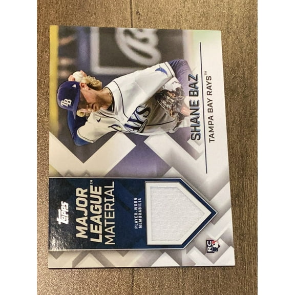 Topps Major League Material Relics Series Two Trading Card MLM-SB MEM Shane Baz Tampa Bay Rays 2022