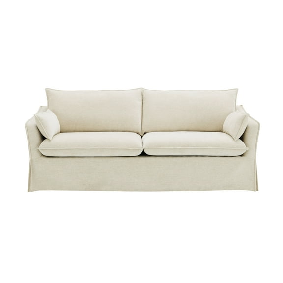 Shane Beige Linen Sofa with 2 Pillows - 82" Wide, Pocket Coil Seating, Pine Wood Frame, D25 Foam, 5" Floor Clearance, 660lb Capacity - Perfect for Living Room & Apartment