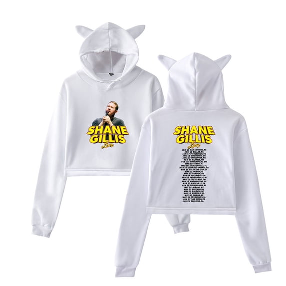 Shane Gillis Live 2025 Short Hoodies Fashion Cat Ear Sweatshirts Funny Women Clothes