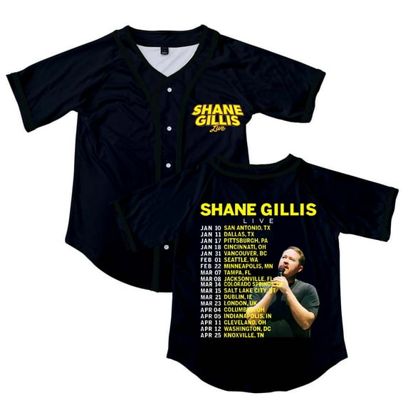 Shane Gillis Live 2025 Tour Button V-Neck Shirt Women Men Short Sleeve Streetwear Clothes