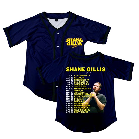 Shane Gillis Live 2025 Tour Button V-Neck Shirt Women Men Short Sleeve Streetwear Clothes