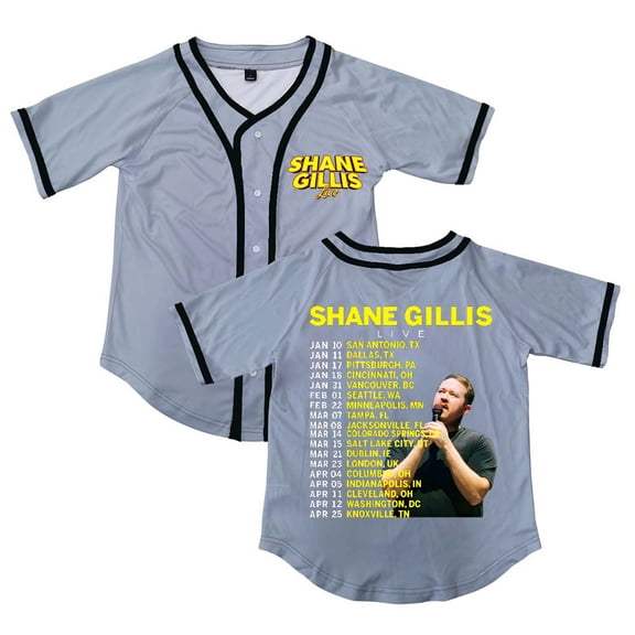 Shane Gillis Live 2025 Tour Button V-Neck Shirt Women Men Short Sleeve Streetwear Clothes