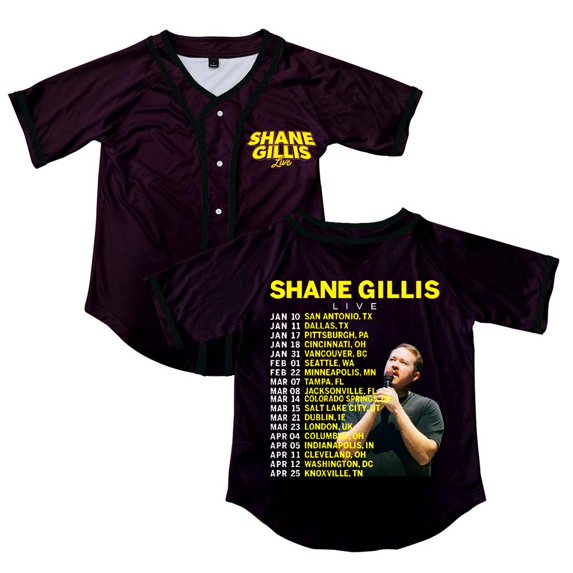 Shane Gillis Live 2025 Tour Button V-Neck Shirt Women Men Short Sleeve Streetwear Clothes