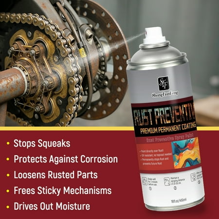 ShangTianFeng 12oz Aerosol Rust Protection Spray, Heavy Duty Corrosion Inhibitor, 1PCS Lemon-Scented Waterproof Lubrication, Marine/Agricultural/Industrial Use