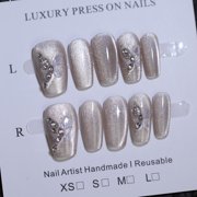 Shangchun Mountain handmade wearing nail butterfly cat eye high temperament manicure whitening short ladder manicure patch wholesale