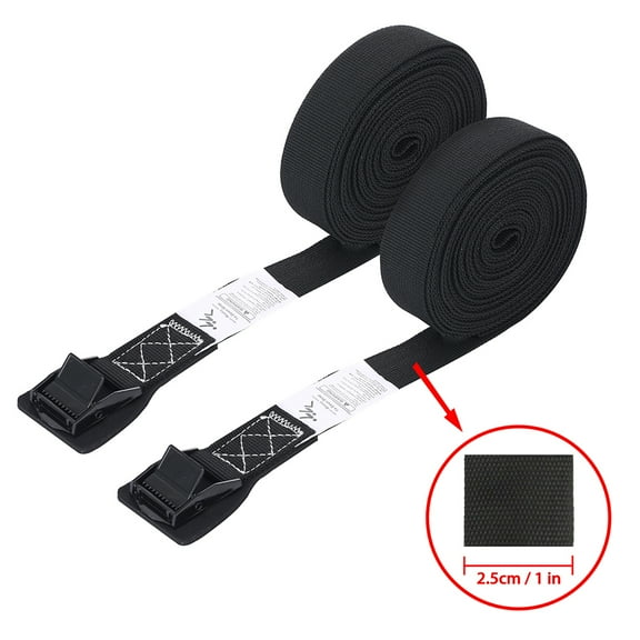 1 Pair of 12Ft Binding Strap Car Roof Rack Tie Down Straps Car Luggage Cargo Kayak Surf Board Bundling Belt (Black)