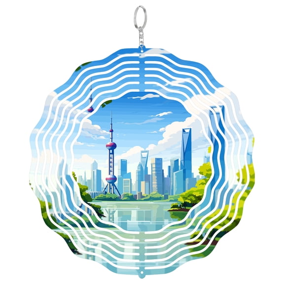 Shanghai China 3D Wind Spinner Kinetic Yard Art Garden Hanging Decor Stainless Steel Gift