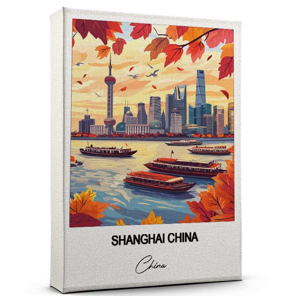 Shanghai China Travel Art Canvas  Modern Wall Art Inspired by China Canvas  Great Gift for Travel Lovers  Ready to Hang
