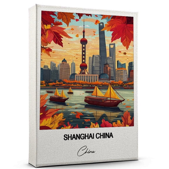 Shanghai China Travel Wall Decor Scenic Travel Canvas Print of China Canvas Beautiful Gift for Home, Office, or Living Space