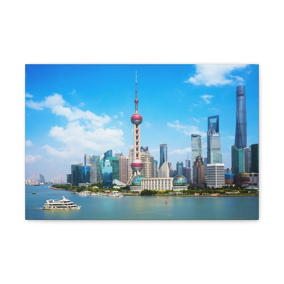 Shanghai Daytime Skyline Canvas Artwork Breathtaking Stunning Cityscape for Home Decor Ready to Hang