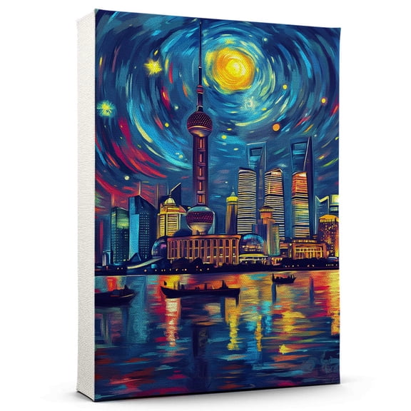 Shanghai Travel Canvas Prints, China Starry Night Travel decor, Shanghai Map Poster, China Travel Decor Artwork - 98AZ1244
