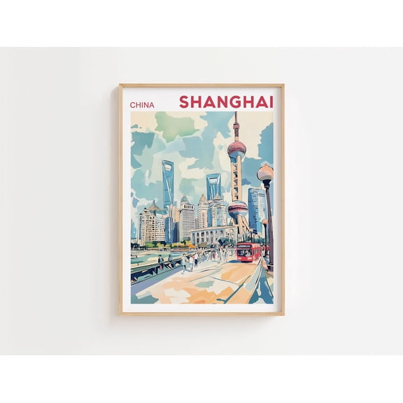 Shanghai Travel Poster China Wall Art Asia Travel Gifts Art Vintage Shanghai Wall Decor Trendy City s, Size 16x24 UNFFRAMED F03.1.8l2320