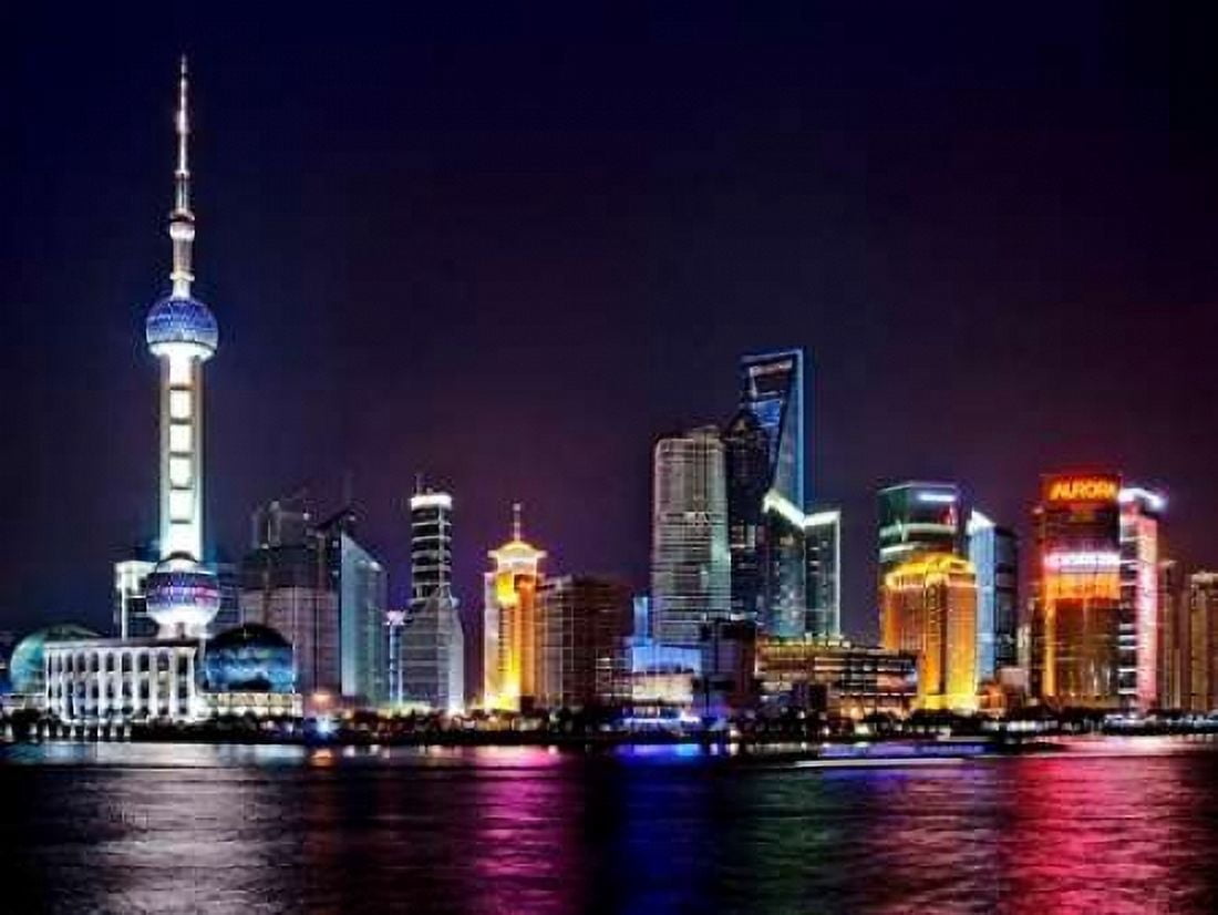 Shanghai at night Canvas Art - Vadim Ratsenskiy (22 x 28)
