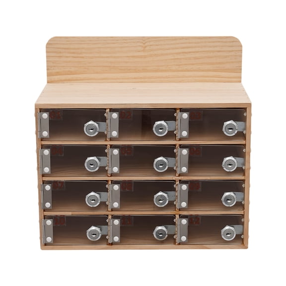 Shangmakel 12 Slots Secure Phone Storage CabinetWall Mount Wood Cell Phone Locker with Locks and Keys for Office Classroom