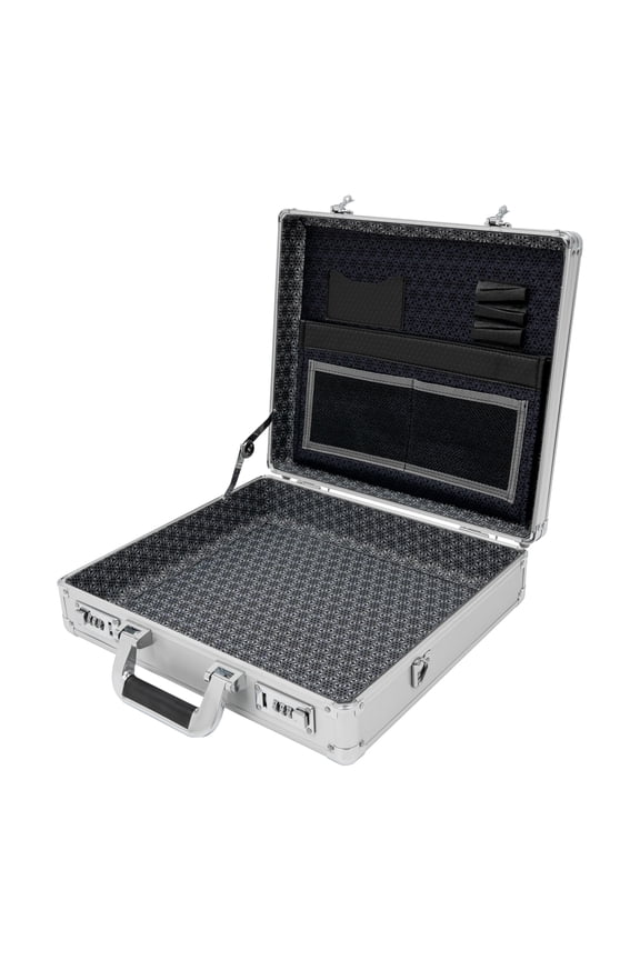 15.6 Inch Locking Briefcase, Laptop Hard Case with Dual 3-Digit Combination Locks, Business Attache Case with Detachable Shoulder Strap