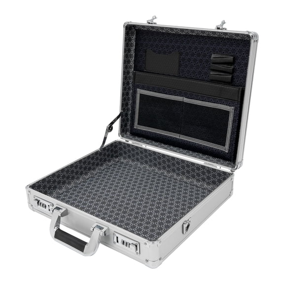 15.6 Inch Locking Briefcase, Laptop Hard Case with Dual 3-Digit Combination Locks, Business Attache Case with Detachable Shoulder Strap