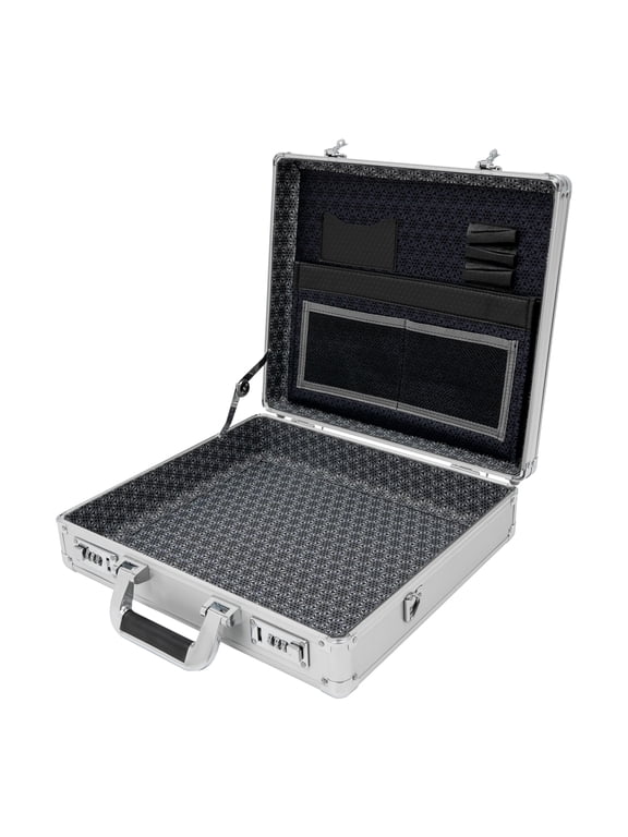 15.6 Inch Locking Briefcase, Laptop Hard Case with Dual 3-Digit Combination Locks, Business Attache Case with Detachable Shoulder Strap