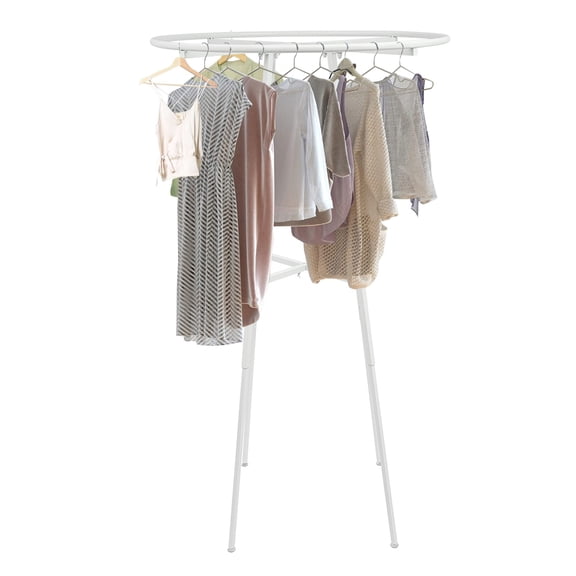 Shangmakel 36" Round Clothing Rack Hight 48 - 72" H Leveler Glides Garment White, for Clothing Stores, Children's Clothing Stores, Dance Halls, Laundromats