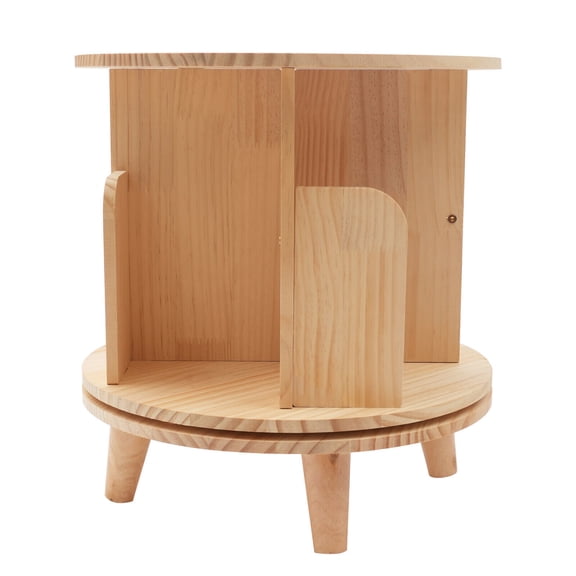 Shangmakel 360 Degrees Floor-Standing Wooden Rotating Bookshelf Multi Compartment Storage Rack