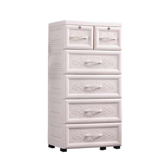 Shangmakel 5 Drawer Plastic Dresser Storage Units, 50x35x102cm Stackable Organizer with Secure Metal Pins and Comfort-Grip Handles, for Clothes, Toys, Crafts, Living Room