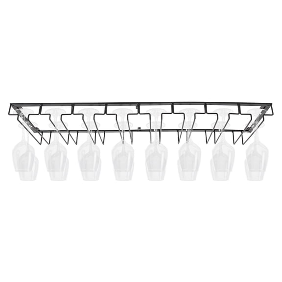 Shangmakel 8 Slot Wine Glass Rack, Wall-Mounted Wine Racks, Black Iron Under Cabinet Bar Storage