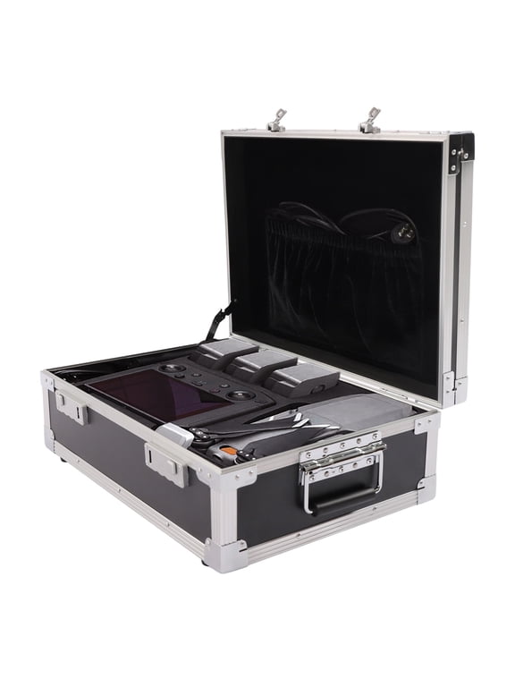 Black Aluminum Attache Case, Combination Lock Briefcase 18.35 * 13.23 * 6.46in Hard Carrying Case for Instruments Tools
