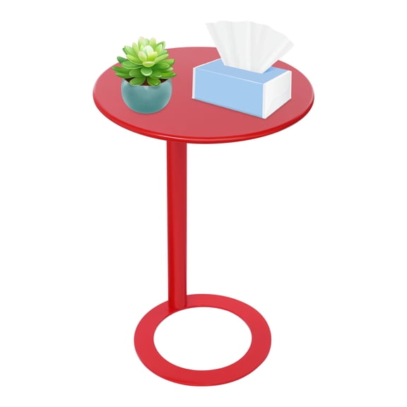 Shangmakel C-Shaped End Table with O-Shaped Base, Round Side Table for Living Room Bedroom, 18.9*27.2in