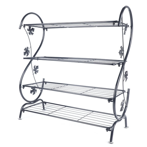 Free Standing Shoe Racks, 4 Tier Black Metal Shoe Shelf with Adjustable Leveling Feet, Sturdy Shoe Organizer for Entryway, Closet