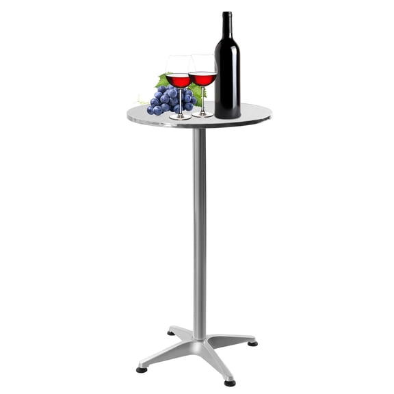 Shangmakel Indoor-Outdoor Bar Table,Tall Round Pub Table with 90° Foldable Table Top,Sliver