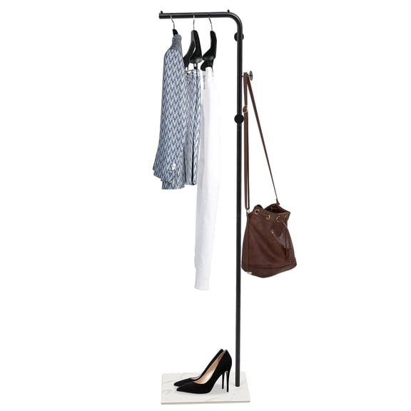 Shangmakel L-Shape Clothes Hanger 35kg Load Capacity, for Entryway Bedroom 170cm, Black Coat Stand, Iron Coat Rack