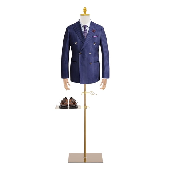 Shangmakel Mannequin Form with Pants Hanger & Shoe Stand, Height Adjustable 70-130cm, Wooden Movable Arms, Stable Support, for Window Display Retail Store