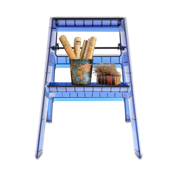Shangmakel Portable 3 Steps Ladder, Folding Step Ladder Double Sided Stepladder for Home Garage Shop Blue